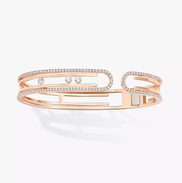 Messika Move Diamond 18K Polished Pink Gold Bangle Bracelet