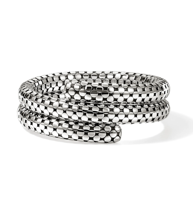 John Hardy Dot Hammered White Sterling Silver Bangle Bracelet