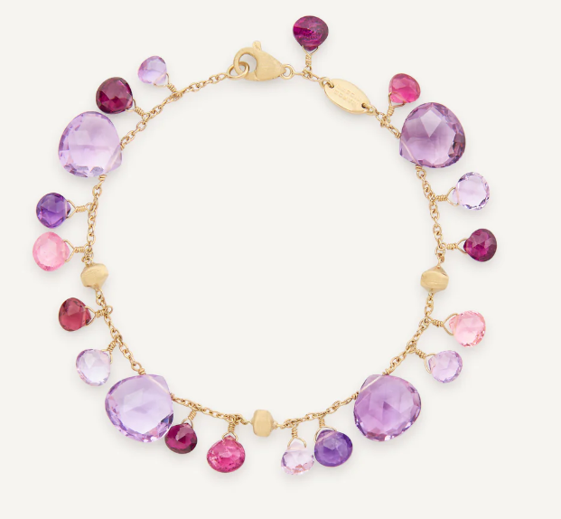 Marco Bicego Paradise Amethyst 18K Engraved Yellow Gold Chain Bracelet