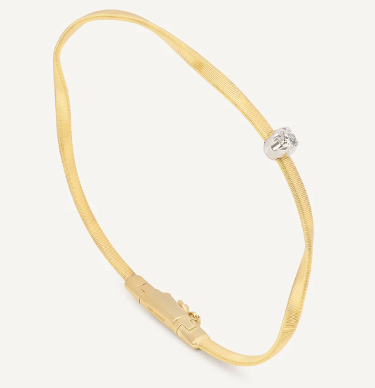 Marco Bicego Marrakech Diamond 18K Engraved Yellow Gold Bangle Bracelet