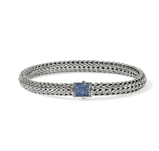 John Hardy Sapphire Polished Silver Sterling Silver Chain Bracelet