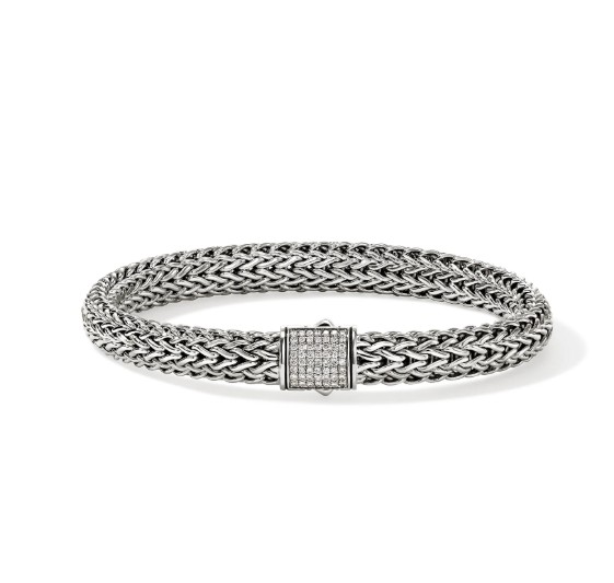 John Hardy Diamond Polished Silver Sterling Silver Chain Bracelet
