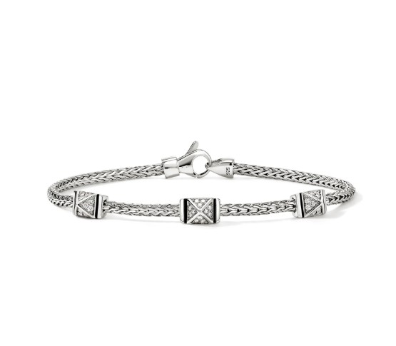 John Hardy Diamond Polished Silver Sterling Silver Chain Bracelet