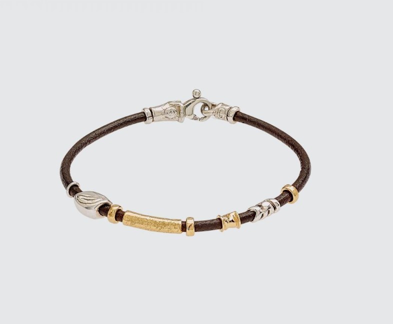 MISANI 18K Black Leather Bangle Bracelet