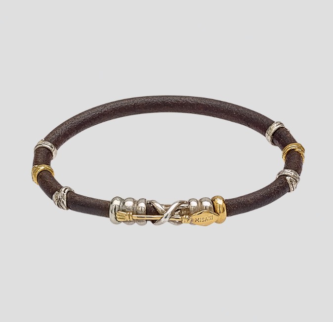 MISANI 18K Black Leather Bangle Bracelet