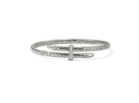 John Hardy Diamond Polished Silver Sterling Silver Cuff Bracelet