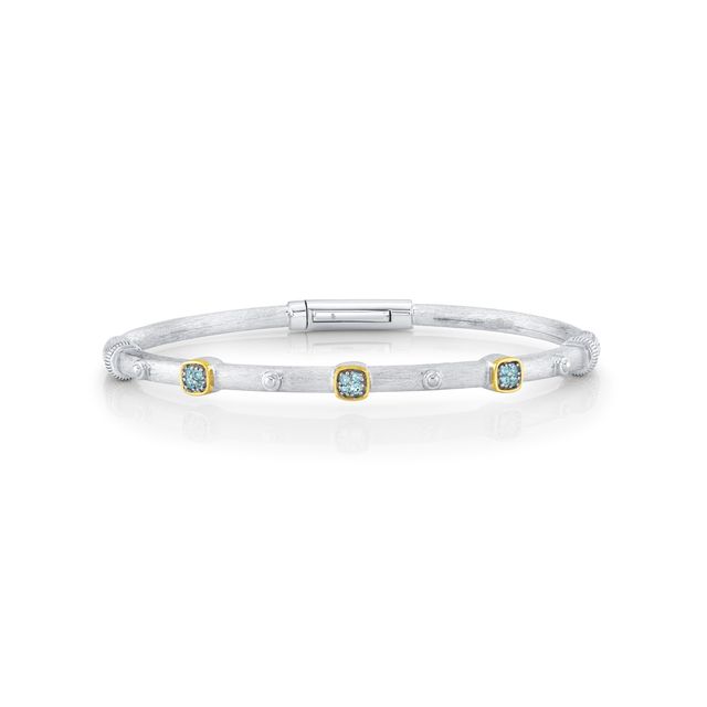 Sloane Street Swiss Blue Topaz Silver Sterling Silver Bangle Bracelet