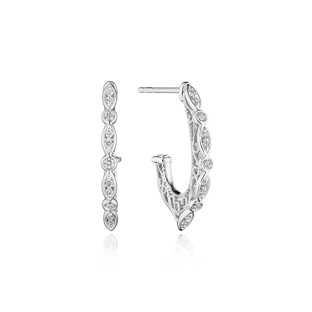 Verragio Diamond in 18K Polished White Gold Hoop Earrings
