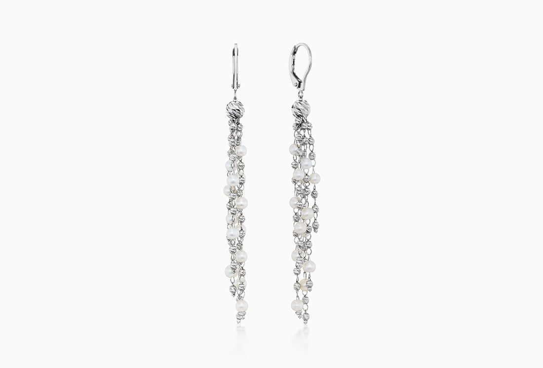 Platinum Born Pearl Platinum Dangle Earrings