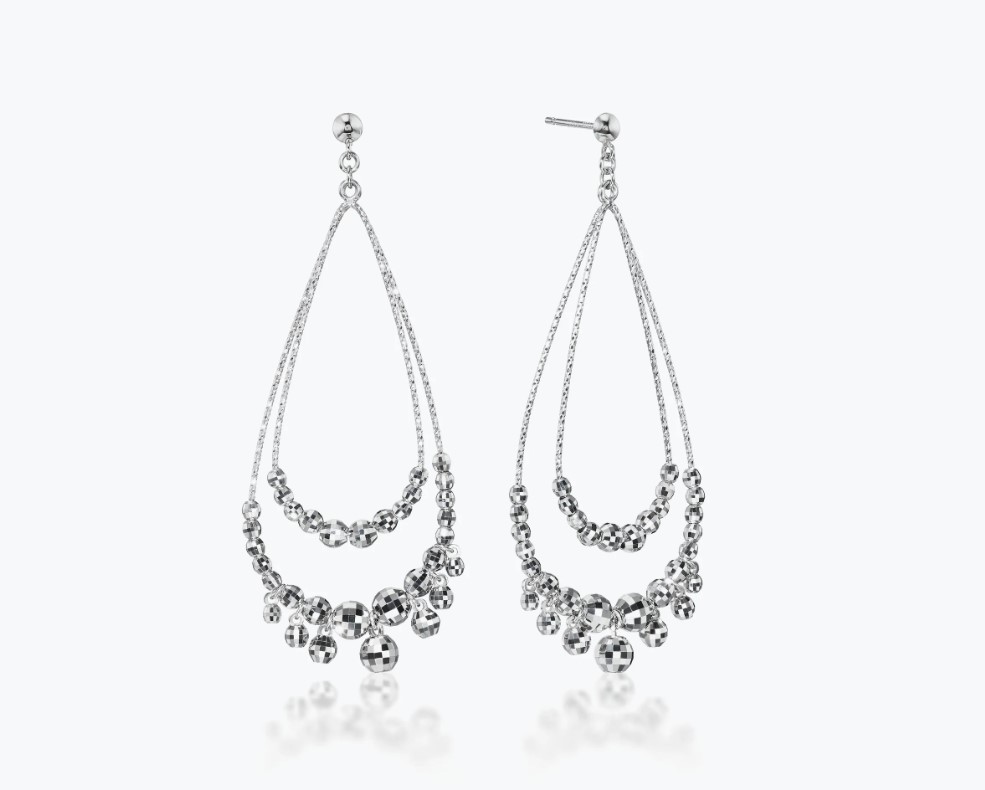Platinum Born in 850PTK Polished Platinum Dangle Earrings