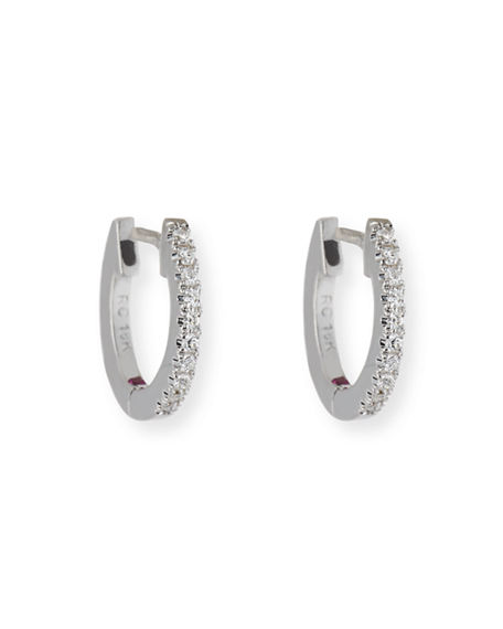 Roberto Coin Diamond and Agate White Gold Huggie Earrings