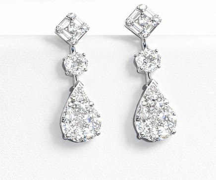 ZYDO ITALY Diamond in 18K White Gold Drop Earrings