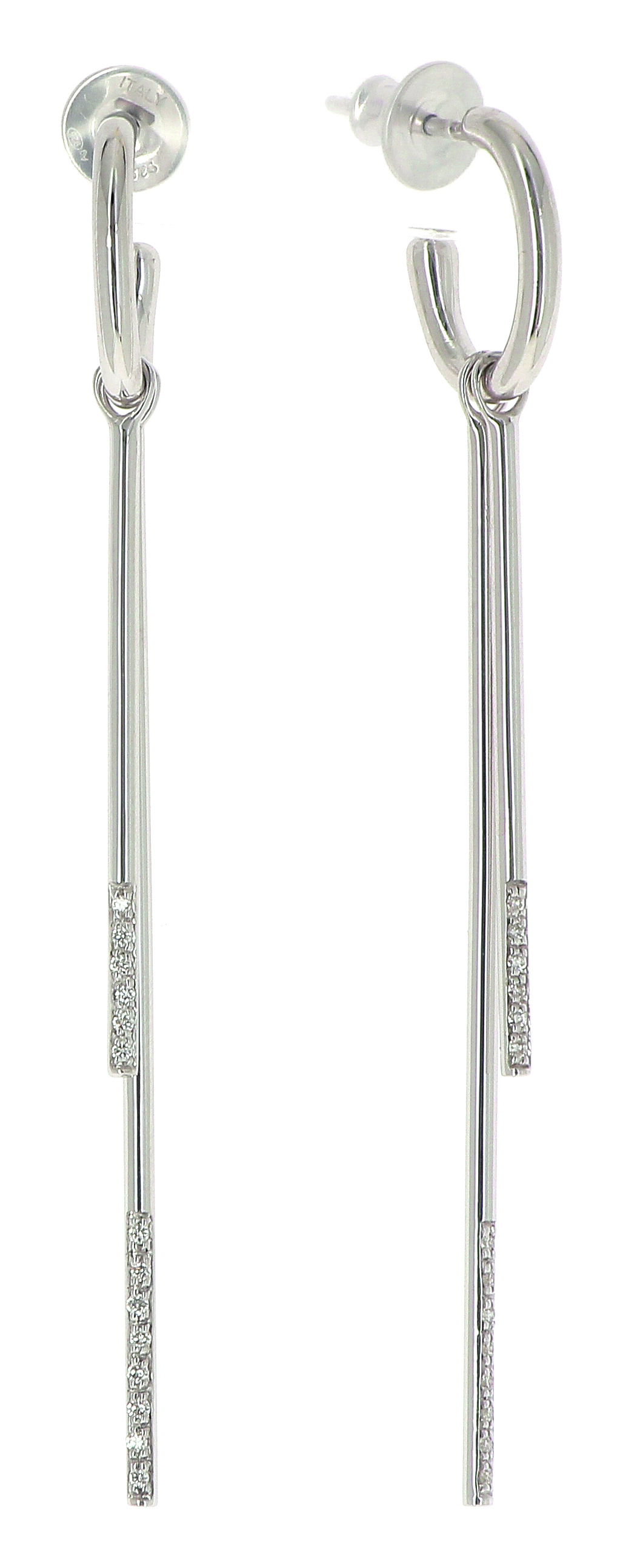Pesavento Elegance Diamond Polished Silver Rhodium Dangle Earrings