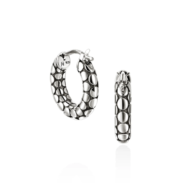 John Hardy Dot Hammered White Sterling Silver Hoop Earrings