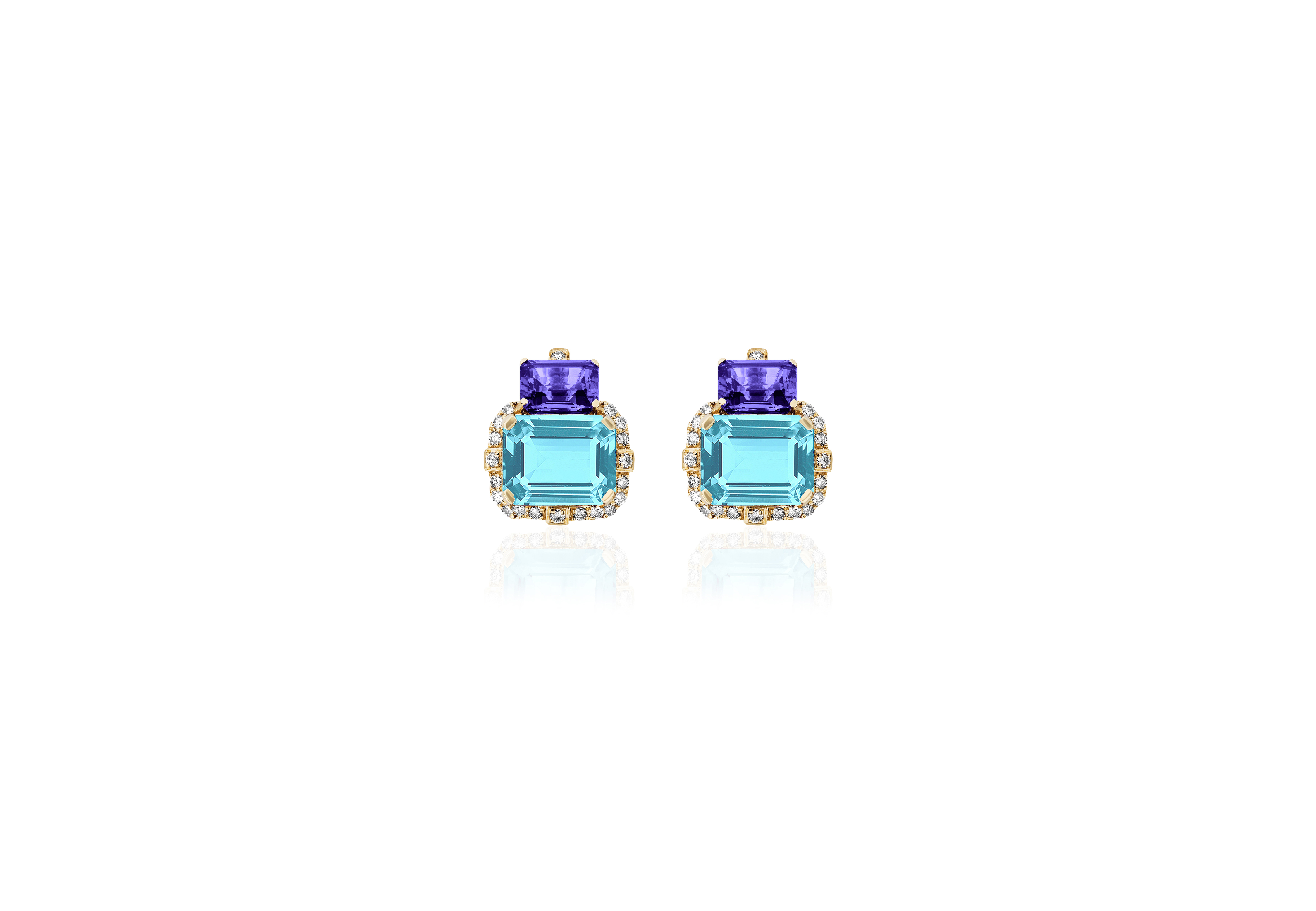 Goshwara Topaz and Tanzanite in 18K Yellow Gold Dangle Earrings