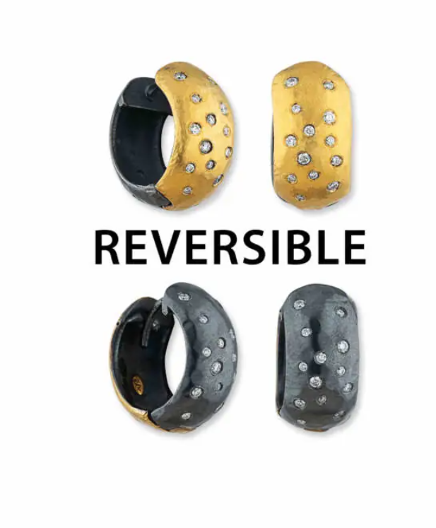 Lika Behar Collection Diamond in 24K Satin Yellow Gold Huggie Earrings