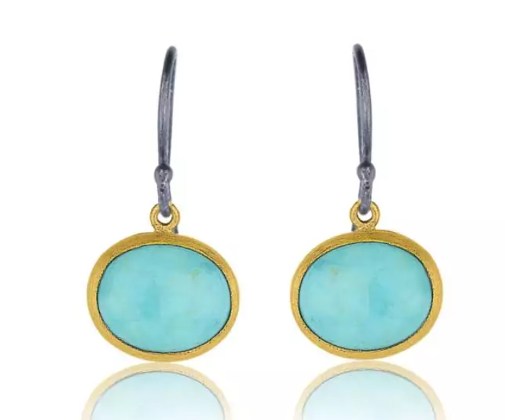 Lika Behar Collection Turquoise in 22K Matte Yellow Gold Dangle Earrings