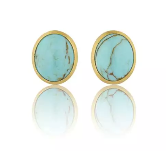 Lika Behar Collection Turquoise in 24K Matte Yellow Gold Post Earrings