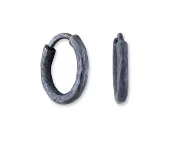 Lika Behar Collection Matte Black Sterling Silver Hoop Earrings