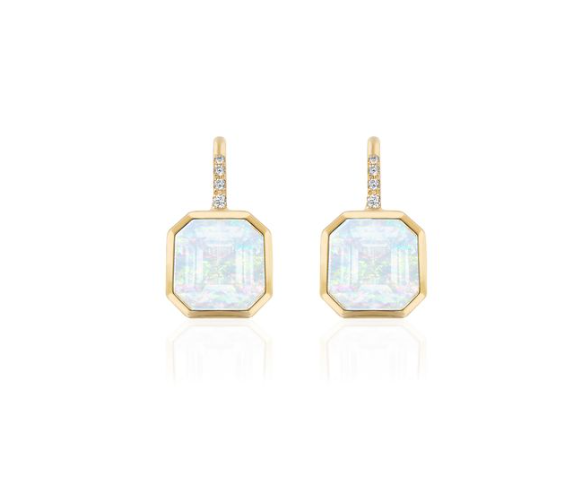 Goshwara Gossip Opal and Diamond in 18K Polished Yellow Gold Dangle Earrings