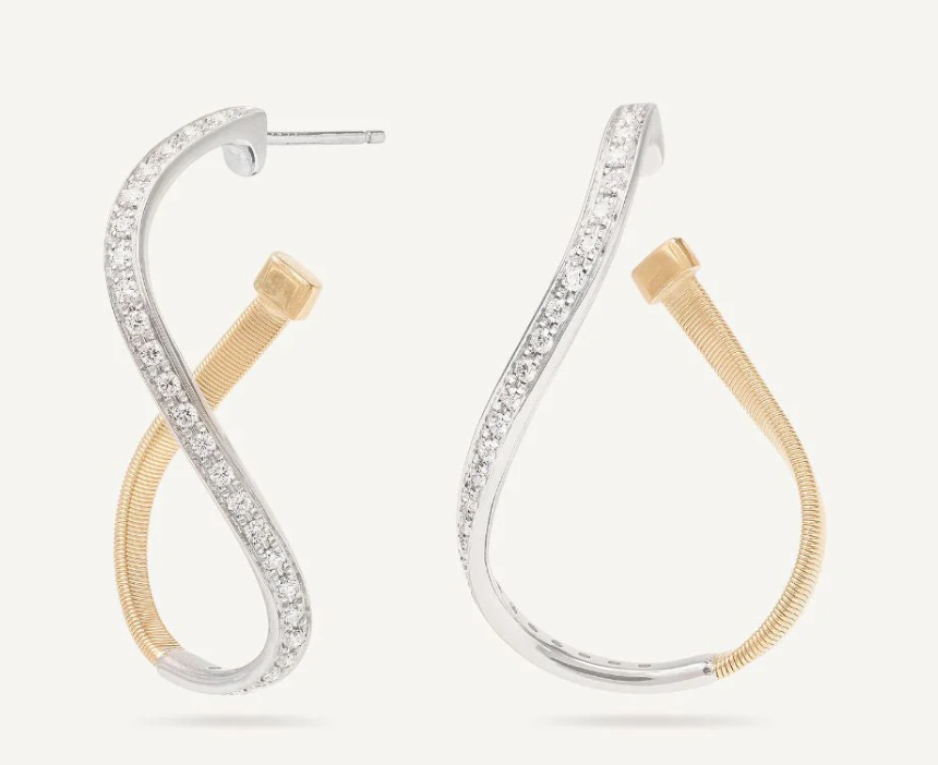 Marco Bicego Marrakech Diamond in 18K Engraved Yellow Gold Dangle Earrings