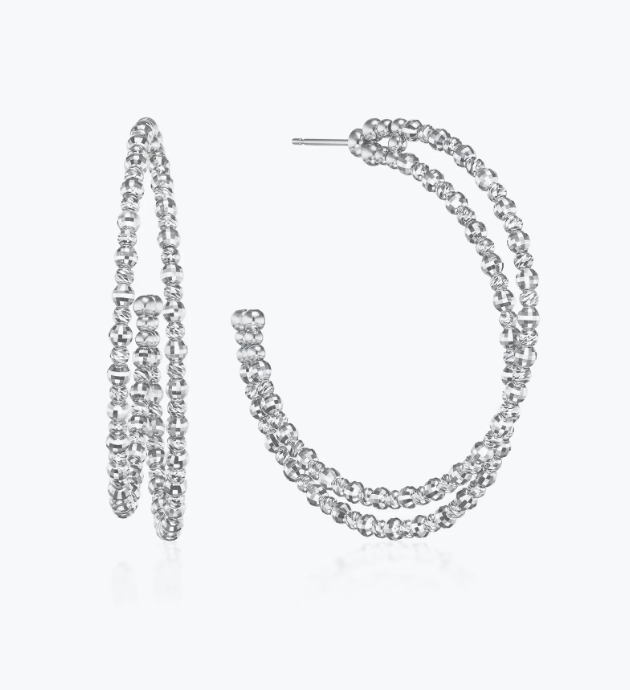 Platinum Born Polished White Platinum Hoop Earrings
