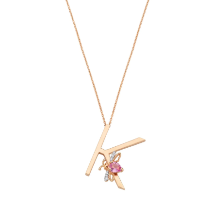 Bee Goddess Sapphire 14K Polished Rose Gold Pendant Necklace