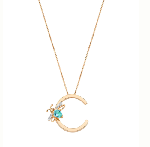 Bee Goddess Topaz 14K Polished Rose Gold Pendant Necklace