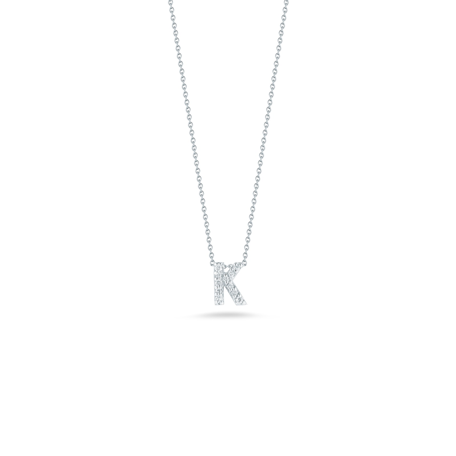 Roberto Coin Love Letter Diamond 18K Polished White Gold Chain Necklace