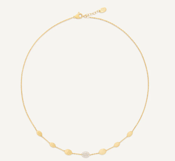 Marco Bicego Siviglia Diamond 18K Engraved Yellow Gold Chain Necklace