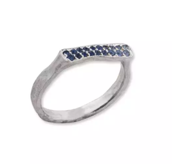 Lika Behar Collection Sapphire Matte Silver Sterling Silver Band Ring