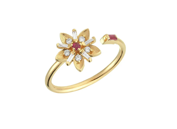 Bee Goddess Diamond 14K Polished Rose Gold Band Ring