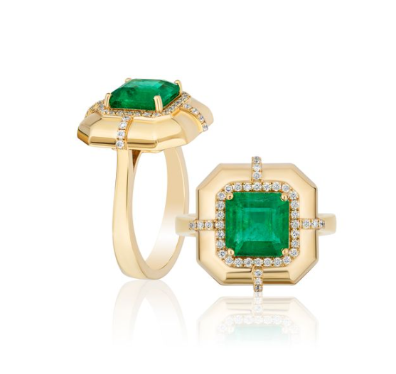 Goshwara Limited Edition Emerald 18K Polished Yellow Gold Band Ring