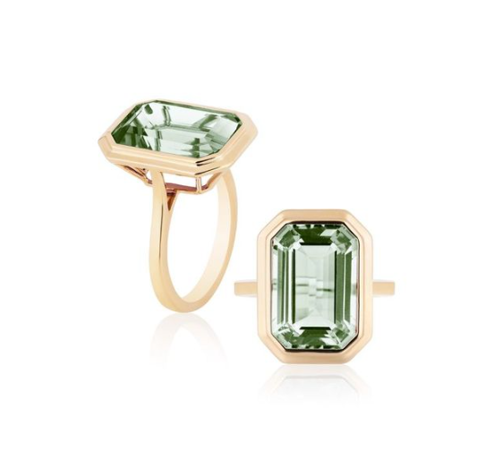 Goshwara Manhattan Prasiolite 18K Polished Yellow Gold Band Ring